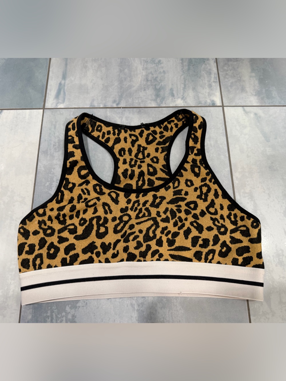 Leopard Print Racerback Sports bra - Black & Tan
